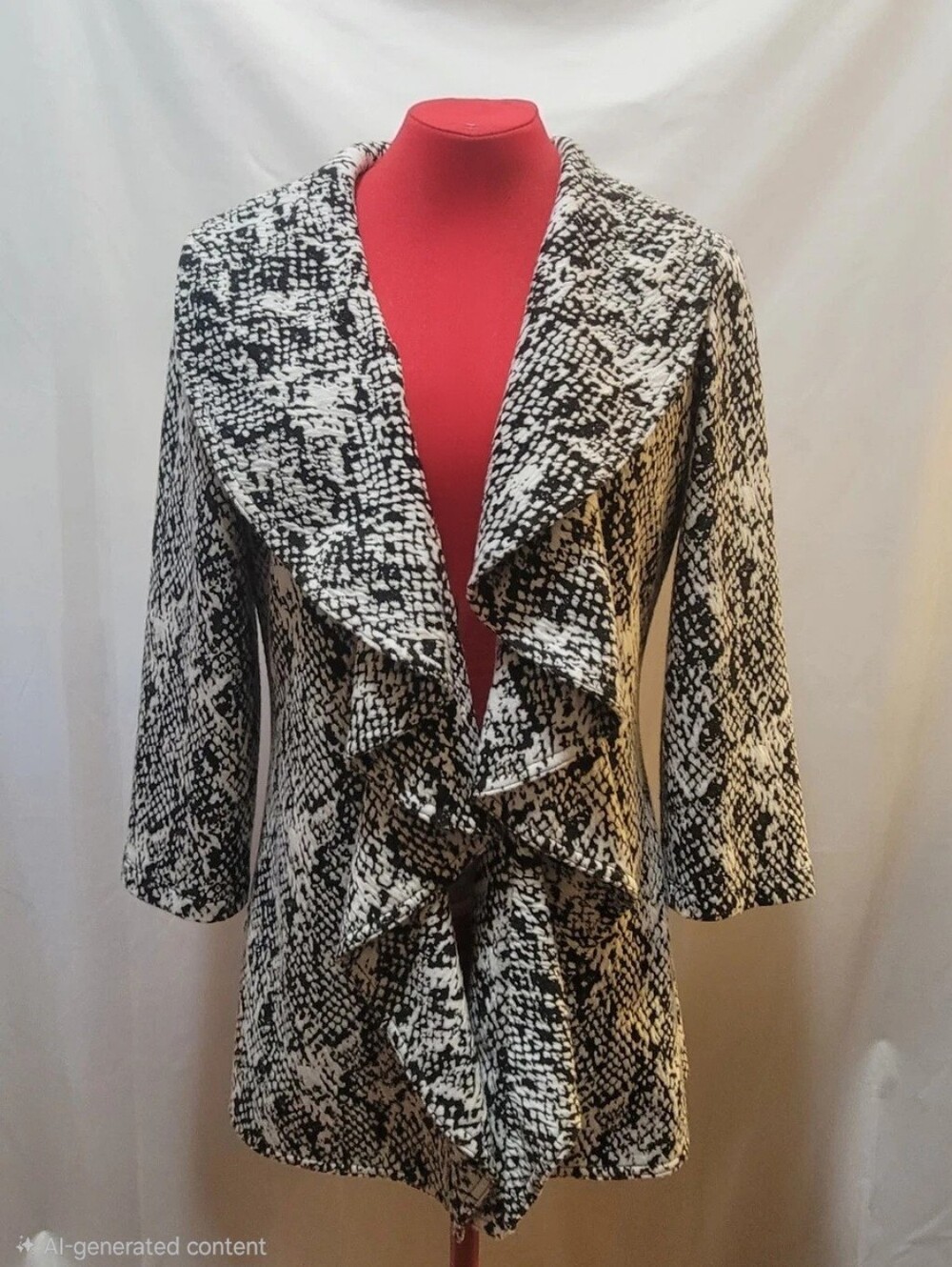 Calvin Klein Snakeskin Pattern Open Blazer Jacket. Size 4